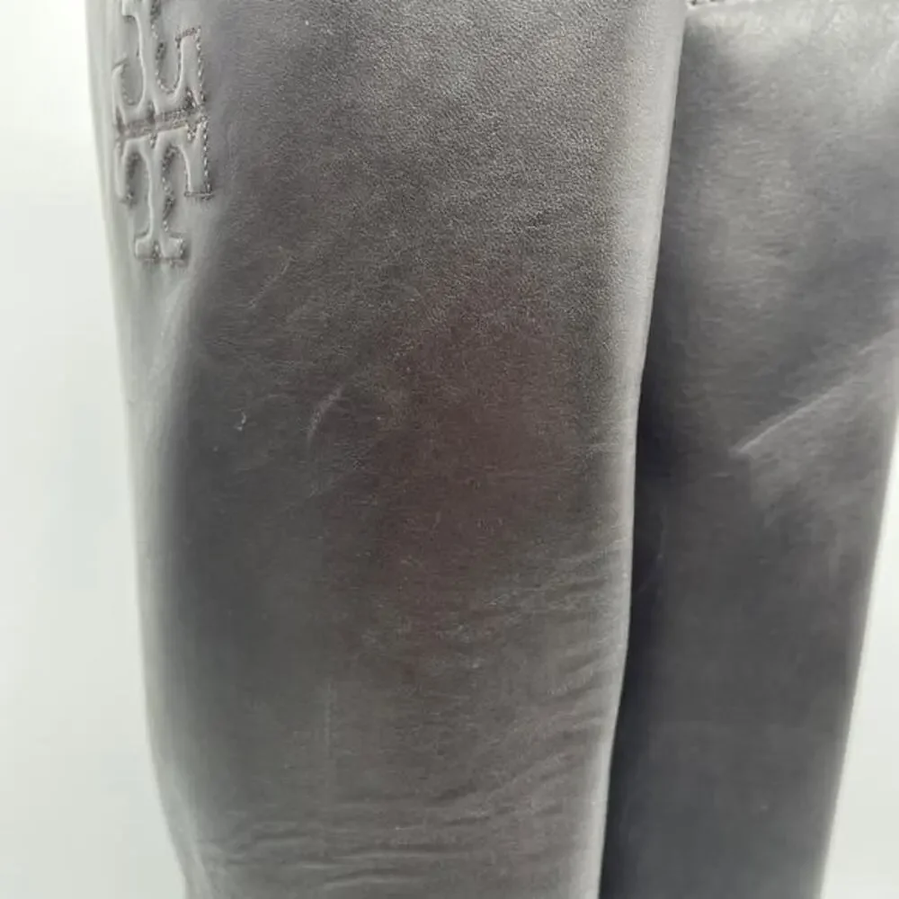 Tory Burch‎ Women's The Riding Boot Logo Embossed Coconut Brown Size 6M